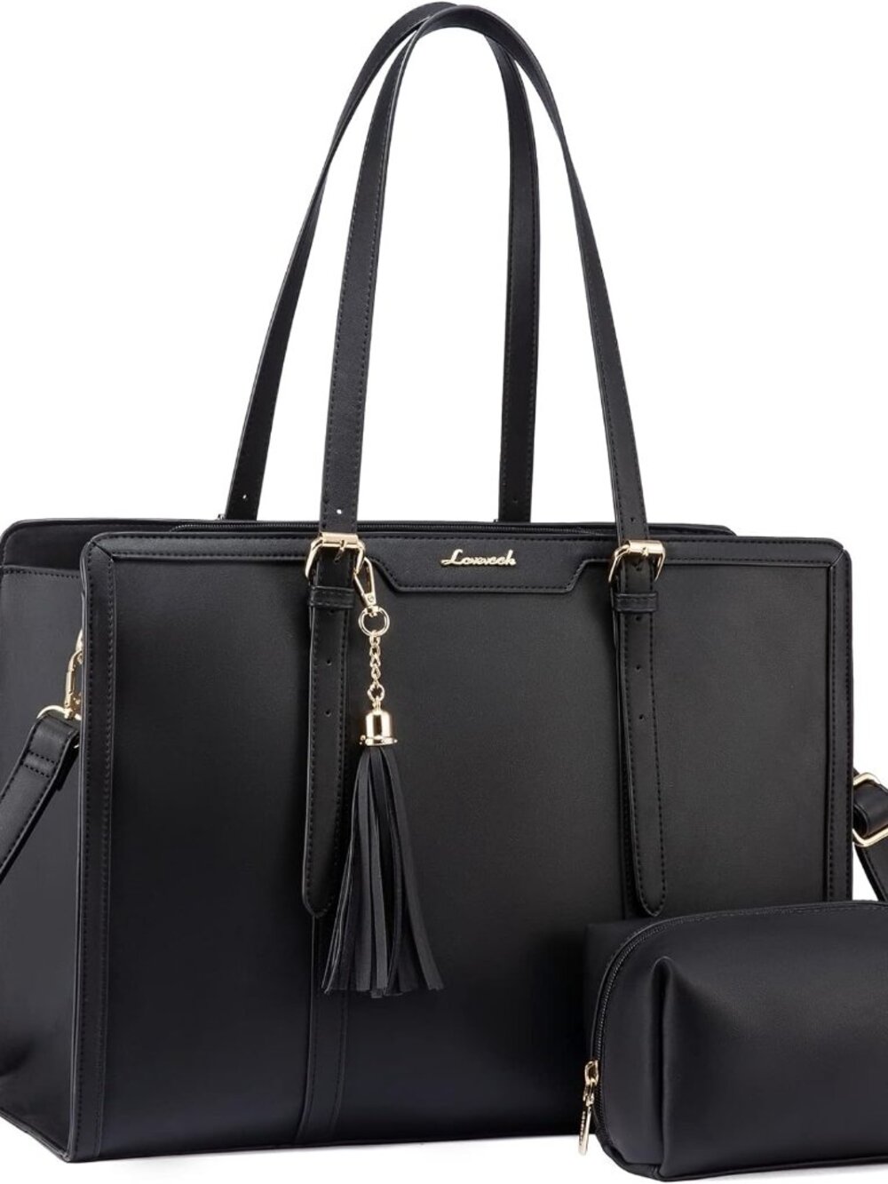 Laptop Bag for Women 15.6 inch Lightweight PU Laptop Tote Bag, Large Capacity Co